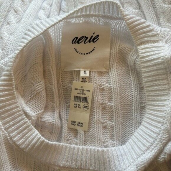 Aerie Cable Knit Cropped Sweater Long Sleeve NWT - Picture 8 of 8